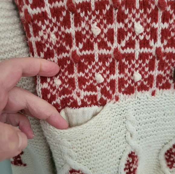 Anthropologie Sparrow Lantern Mile Sweater Long Cardigan Patteren Rare Red Small - Picture 7 of 13